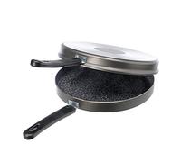 Alluflon Tradizione Italia Poêle Haute Double pour omelette, revêtement ardoise anti-adhésif et anti-rayures, Lavable au lave-vaisselle, Noir, 26 cm