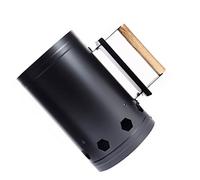 Allume-cheminée avec Poignée en Bois, Plaque D'isolation Thermique (BLACK) | Acier inoxydable durable, flux d\'air efficace, grillades en plein air