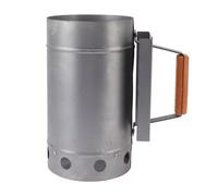 Allume-feu à cheminée pour Barbecue, avec Manche en Bois, Allume-Charbon de Bois pour la Cuisson en Plein air, cheminée compacte en Alliage de Zinc et de Fer de 28 x 16 cm, idéale