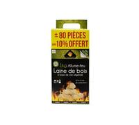 Allume Feu Cheminett Laine de Bois Naturel 1 kg 80 Pièces Cire Végétale Bois FSC