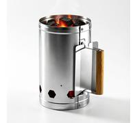 Allume-feu en acier inoxydable à double isolation et avec poignée en bois, idéal pour les barbecues au charbon de bois