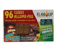 Allume-feu - Flam'Up - Bois compressé - 96 cubes - Sans odeur - Allumage rapide