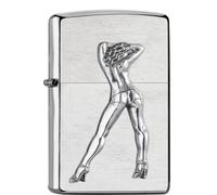 Allume-gaz Sturmanzünder, modèle Gogo Girl, finition chrome brossé, résistant au vent, rechargeable, présenté dans une boîte cadeau