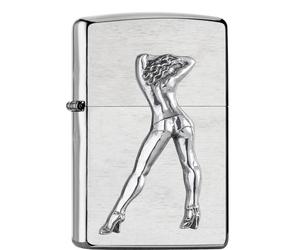 Allume-gaz Sturmanzünder, modèle Gogo Girl, finition chrome brossé, résistant au vent, rechargeable, présenté dans une boîte cadeau