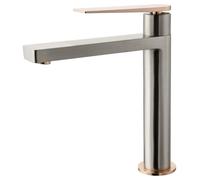 Allure mitigeur lavabo haut façon inox et or rose Essebagno