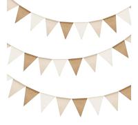 ALLY-MAGIC Guirlande de fanions beige en toile de jute - Décoration bohème - 12 m - Pour fête prénatale, mariage, anniversaire - Décoration E22-SSMBSJQ