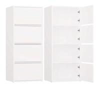 CDF Armoire De Rangement Haute 50cm 4 Portes 4 Étagères Salon Bureau Entrée Chambre Couloir Meuble Buffet Commode Placard Dressing Vestiaire Casier Cabinet Fin Push-to-Open sans Poignée Moderne Blanc