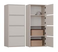CDF Armoire De Rangement Haute 50cm 4 Portes 4 Étagères Salon Bureau Entrée Chambre Couloir Meuble Buffet Commode Placard Dressing Vestiaire Casier Cabinet Push-to-Open sans Poignée Moderne Cachemire