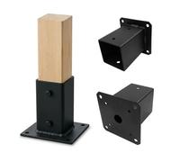 Alma Manufacturer Support Poteau Bois Noir 80 x 80 mm | Pied de Poteau pour Pergola, Carport et Abri de Jardin, Fixation sur Béton, Tôle 2 mm, Platine à Visser, Montage Facile
