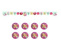 ALMACENESADAN-4779, Pack Disney Princesses composé de 8 Assiettes en Carton Multi 19,5 cm et Guirlande Happy Birthday de 2,40 mètres Environ, idéal pour Les fêtes et Les Anniversaires, 8435510347796