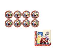 ALMACENESADAN, 4890, pack Disney in side out, à l'envers composé de 20 serviettes en papier 33 x 33 cm et de 8 assiettes en carton de 23 cm, idéales pour les fêtes et les anniversaires, 8435510348908