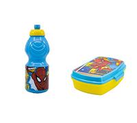 ALMACENESADAN, 5009, Pack retour à l'école Spiderman urbain ; composé de Bouteille sport 400ml et sandwich rectangulaire multicolore, produits réutilisables, sans BPA