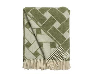 Almedahls Plaid en tricot 130x170 cm Vert-blanc cassé