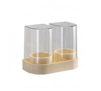 Almencla Distributeur de Gobelets Murale Support Double Tube Rangement Cylindrique Couvercle Anti-poussière en Pet Convient pour, Blanc Crème, Double Tasse - Montage Mural