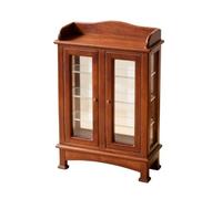 Almencla Meuble Miniature en Bois Vitré Finition Noyer, Vitrine Miniature Porte Vitrée, Compact, Noyer