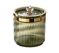 Almencla Organisateur Cosmétique avec Couvercle, Pot de Rangement Transparent Anti-poussière pour Outils de Maquillage, Support pour Cotons-tiges, Idéal pour U, Vert