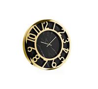 Almina élégante horloge murale avec motif en marbre noir/or 60 cm avec chiffres