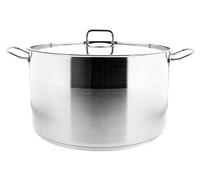 Almina Set de 3 casseroles en acier inoxydable avec couvercle pour tous les types de feux 18L, 21L, 25L Argent