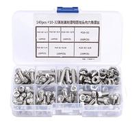 Alomejor 140pcs # 10-32 boulons a tete cylindrique a six pans creux en acier inoxydable, kit de assortiment de vis a tete hexagonale