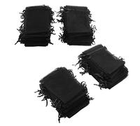Alomejor 200 Pièces Sacs en Organza élégants avec Cordon de Serrage Sac à Bijoux pour la Décoration de Fête de Mariage 10x15 Cm Sacs Cadeaux en Organza Transparent pour le Stockage de Cadeaux (BLACK)
