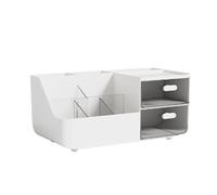 Alomejor Boîte de Rangement pour Cosmétiques et Soins de la Peau avec 2 Tiroirs, Organisateur de Maquillage Multifonctionnel pour Un Bureau Propre, Matériau de qualité Supérieure pour Une Longue