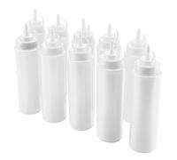 Alomejor Distributeur de Condiments en Plastique Durable de 720 Ml avec Buse étroite pour un Volume contrôlé de Sauce, D'huile, de Crème et de Vinaigre, 10 Pièces/ensemble, Blanc/jaune/rouge, (WHITE)