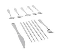 Alomejor Ensemble de Couverts de Voyage 11 Pièces, Ensemble d'ustensiles en Acier Inoxydable 304 avec Sac de Rangement Oxford, 3 Fourchettes, 3 Cuillères et Baguettes, Couverts Portables pour