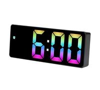 Alomejor Grand Réveil Numérique coloré, Design élégant pour Chambre à Coucher, 16x6x2.6cm, Coque Noire ABS, Visage Noir