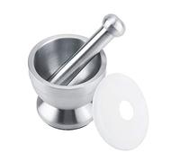 Alomejor Mortier et Pilon en Acier Inoxydable avec Couvercle, pour Cuisine | Conception durable et ergonomique, idéale pour broyer les herbes, les épices et l\'ail, indispensable en cuisine, finition