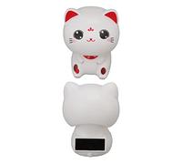 Alomejor Ornement à Induction Solaire Lucky Cat, Adorable Sculpture de Chat pour L'ameublement et Les Cafés, en Plastique de qualité Supérieure, 6,8 X 6,2 X 8,7 Cm (aux Grands Yeux)