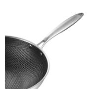 Alomejor Poêle Wok en Acier Inoxydable, Conception Double Couche en Nid | Résistant aux hautes températures, facile à nettoyer, antiadhésif, essentiel pour la cuisine, léger, durable