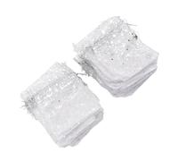 Alomejor Sac en Maille Transparente à Cordon de Serrage, Pochette à Bijoux à Motif D'étoile Exquis pour L'église de Mariage 50 Pièces (SILVER)
