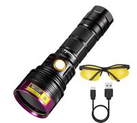 Alonefire SV18 12W Lampe Torche 365nm UV Puissante Rechargeable USB Ultraviolet Lumière Noire Détecteur D'urine pour Durcissement de Résine, Fluoresceine avec Indicateur de Charge, Pile Incluse