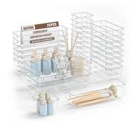 ALOTCHE Lot de 25 organiseurs de tiroir en plastique transparent, bacs de rangement polyvalents pour bureau et cuisine, tiroirs pour maquillage et ustensiles, organiseurs transparents pour chambre et