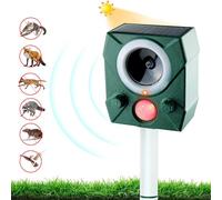 Alovez Répulsif Animaux Solaire, Repulsif Chat Exterieur, Ultrason Oiseau, Répulsif Souris, Ultrason Charge Solaire, Chargement USB, Jardin pour Cours, Fermes, Champs (Vert)