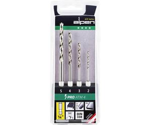 Alpen 0000110804100 ATM HSS Jeu de forets pour le métal 4 pièces 2 mm, 3 mm, 4 mm, 5 mm carré 1/4\ (6,3 mm) 1 pc(s)