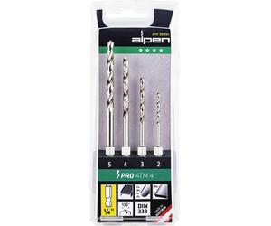 Alpen 0000110804100 ATM HSS Jeu de forets pour le métal 4 pièces 2 mm, 3 mm, 4 mm, 5 mm carré 1/4 (6,3 mm) 1 pc(s)