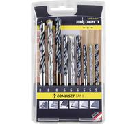 Alpen 0000802102100 TM 9 9 pièces Assortiment de forets et d'embouts métal, Pierre, Béton, bois, Brique 5 mm, 6 mm, 8 mm