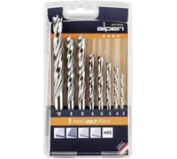 Alpen 600093100 Jeu de forets pour le bois 8 pièces 3 mm, 4 mm, 5 mm, 6 mm, 8 mm, 10 mm tige cylindrique 1 set