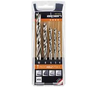 Alpen 600114100 Jeu de forets pour le bois 5 pièces 4 mm, 5 mm, 6 mm, 8 mm, 10 mm tige cylindrique 1 set