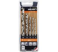 Alpen Jeu de forets pour bois 600114100 – 5 pièces Ø 4/5/6/8/10 mm, tige cylindrique