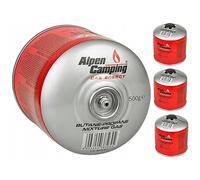 Alpen Camping 4 cartouches de gaz propane butane 500 g - Plage de -10 ° c à+ 40 °c - Valve 7/16" IK008
