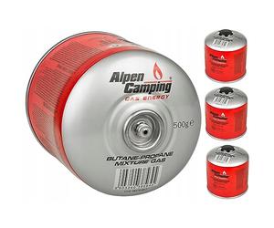 Alpen Camping 4 cartouches de gaz propane butane 500 g - Plage de -10 ° c à+ 40 °c - Valve 7/16" IK008