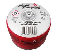 Alpen Camping - Cartouche de gaz 230 g - certificat : Pi 0656 - Propane-butane, valve filetée 7/16"" IK009