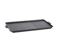 Plaque Plancha Grill 53 x 28 cm pour Réchaud Gaz 2 Feux Surface Lisse et Rainurée Plaque Cuisson Aluminium ALPEN CAMPING