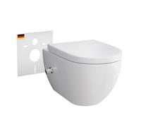 Alpenberger WC mural avec fonction bidet | Cuvette de douche et abattant de WC avec système d'abaissement automatique | WC sans bord avec robinet | Taharet WC compatible Geberit | Ensemble de WC