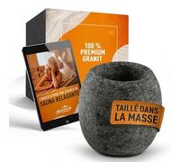 ALPENHAUCH Œuf de sauna en pierre de stéatite massif [5x5cm] - Bol aromatique pour sauna résistant à la chaleur pour un parfum intense - Œuf de sauna naturel pour cristaux de menthol et huiles de