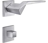 ALPENSTAHL Paladin Poignée de porte en acier inoxydable argenté - Poignée de porte intérieure - Poignée de porte antique - Rosace BB - Serrure à garnitures - Paire de poignées sur rosace