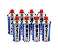 ALPENTECH - Pack de 8 Cartouches Gaz Butane 250 g - Clipsables Anti-Fuite (TUV/UN2037) - Usages : Réchaud, Camping, Chalumeau, Lanterne et Désherbage.