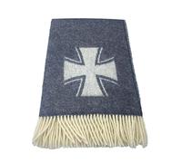 Alpenwolle Couverture militaire en laine - Motif croix de fer - Couvre-lit - Couverture de canapé - Couverture douillette - 135 x 220 cm - Dans un carton cadeau